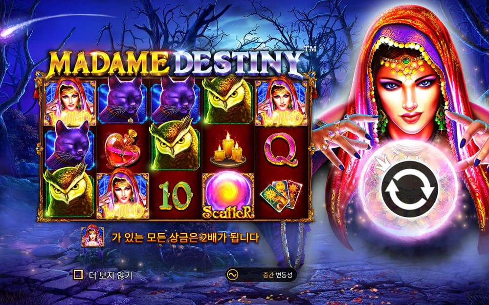 마담 데스티니 첫 번째 스핀 정지 결과 실제 화면