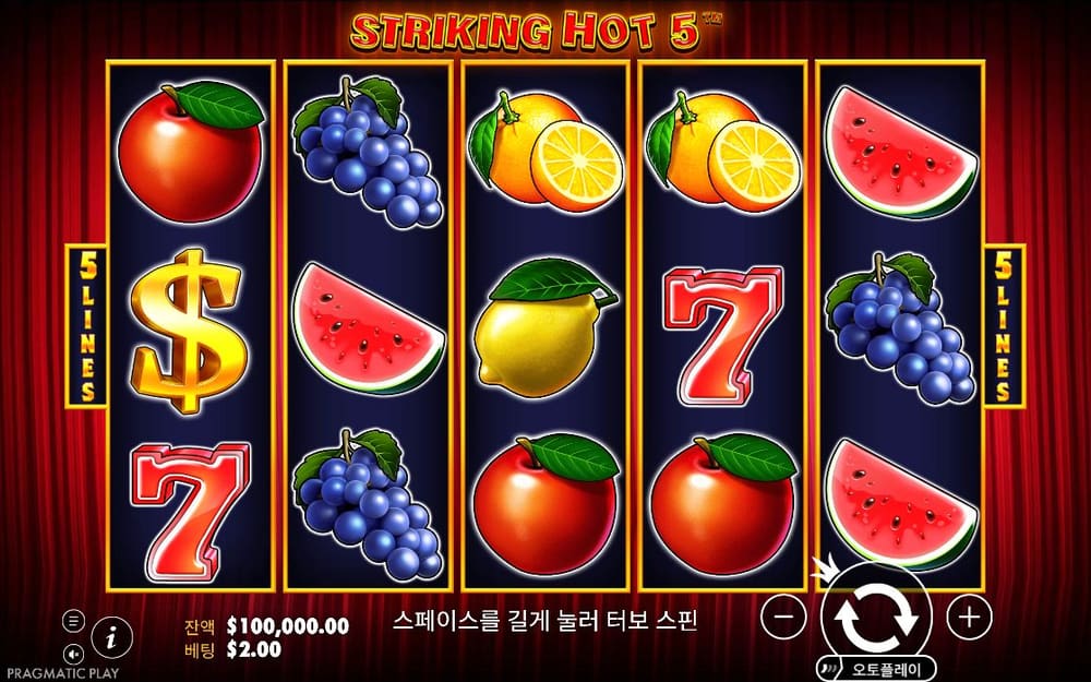 스트라이킹 핫 5 붉은 사과와 보라 포도, 노란 레몬이 검은 릴에 선명하게 정지해 있습니다