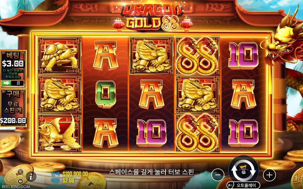 드래곤 골드 88 두 번째 스핀 정지 결과 실제 화면