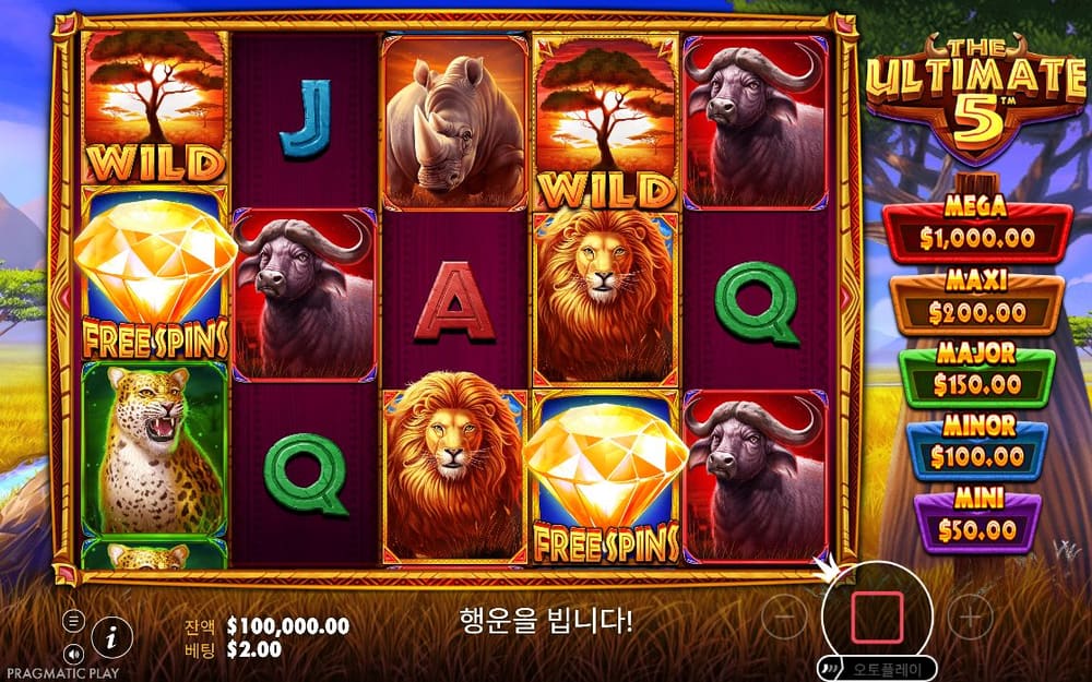 더 얼티밋 5 첫 번째 스핀 진행 중 실제 화면