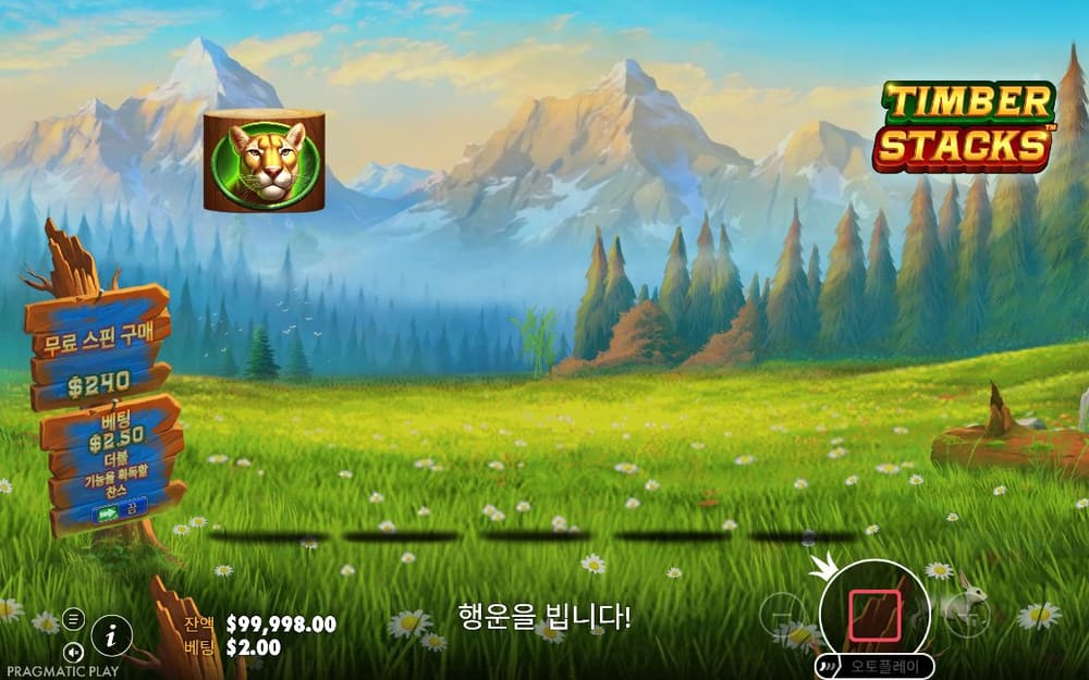 팀버 스택스 첫 번째 스핀 정지 결과 실제 화면