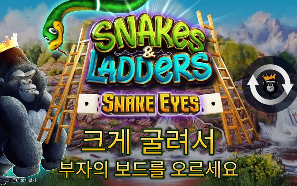 스네이크스 앤 래더스 첫 번째 스핀 정지 결과 실제 화면