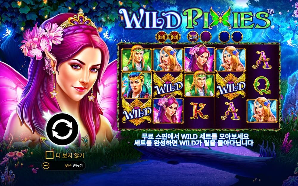 와일드 픽시스 첫 번째 스핀 진행 중 실제 화면