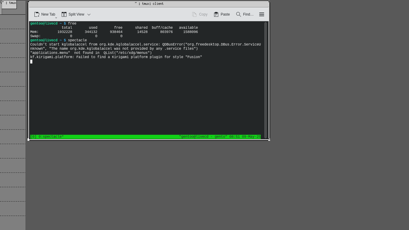 screenshot taken using spectacle, on Gentoo