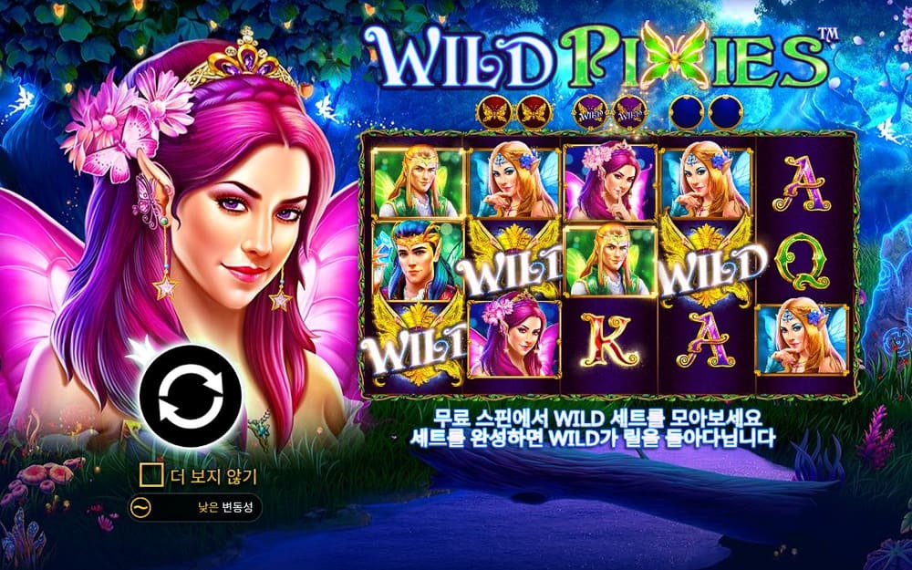와일드 픽시스 첫 번째 스핀 정지 결과 실제 화면