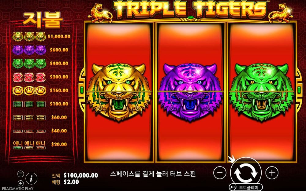 트리플 타이거스 기본 보드와 하단 조작부 실제 화면