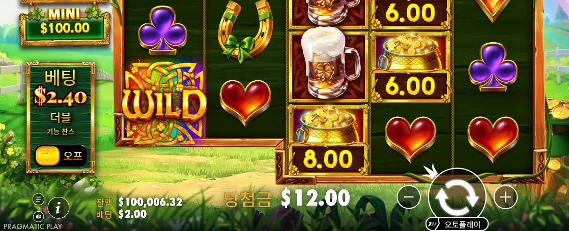 WILD와 머니 주머니 및 당첨금 12.00이 표시된 와일드 와일드 리치스 결과