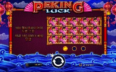 베이징 럭 모바일 화면에서는 여인 초상이 릴 전체를 채우고 가운데 18x 멀티플라이어가 크게 보입니다