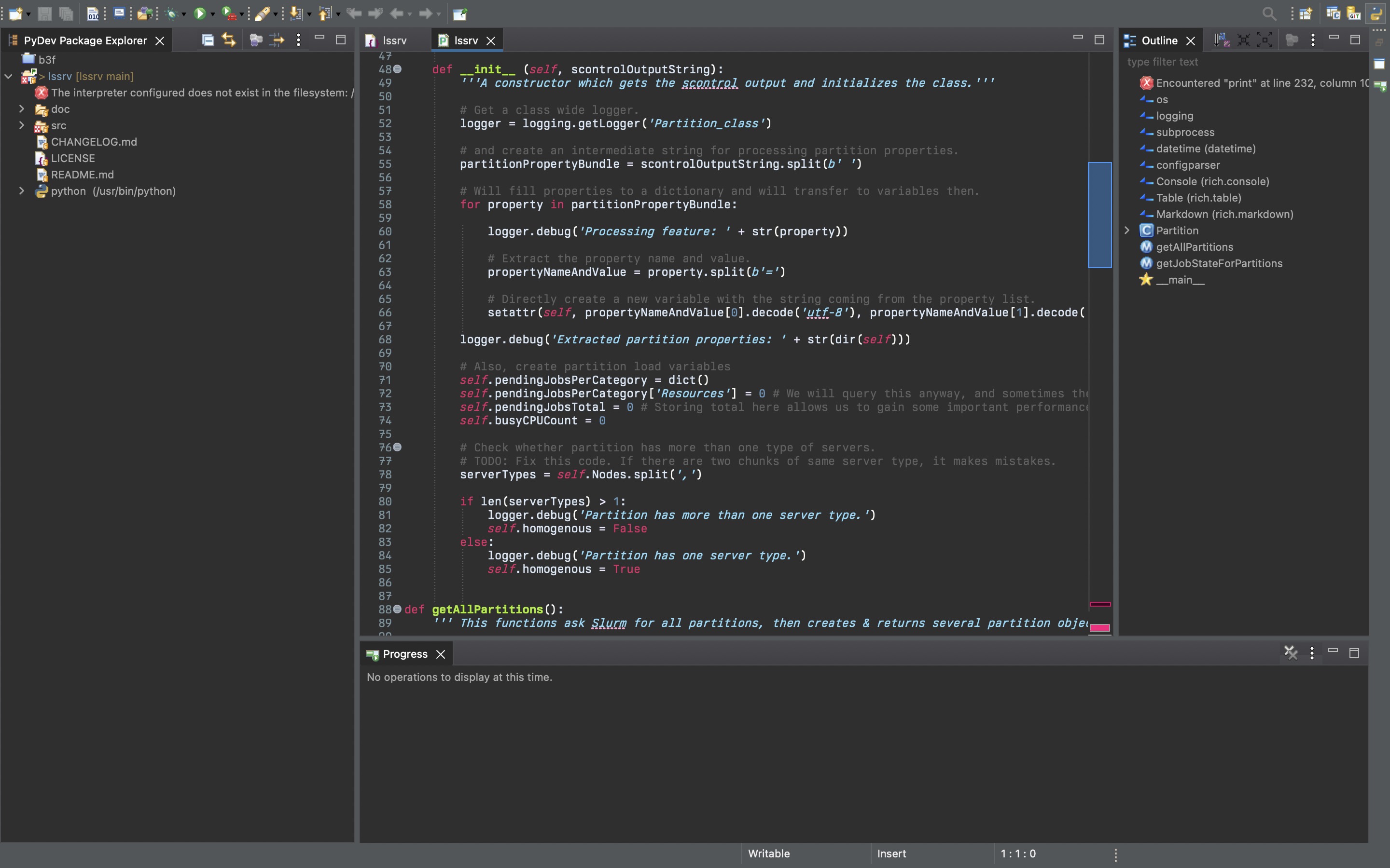 Eclipse in Python perspective