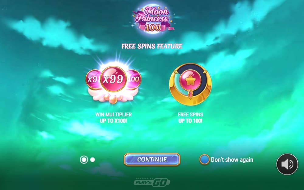 Moon Princess 100 첫 번째 스핀 진행 중 실제 화면