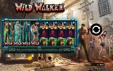 와일드 워커 모바일 화면에서는 양옆의 초록 WILD 인물과 가운데 좀비 얼굴 줄이 유지됩니다
