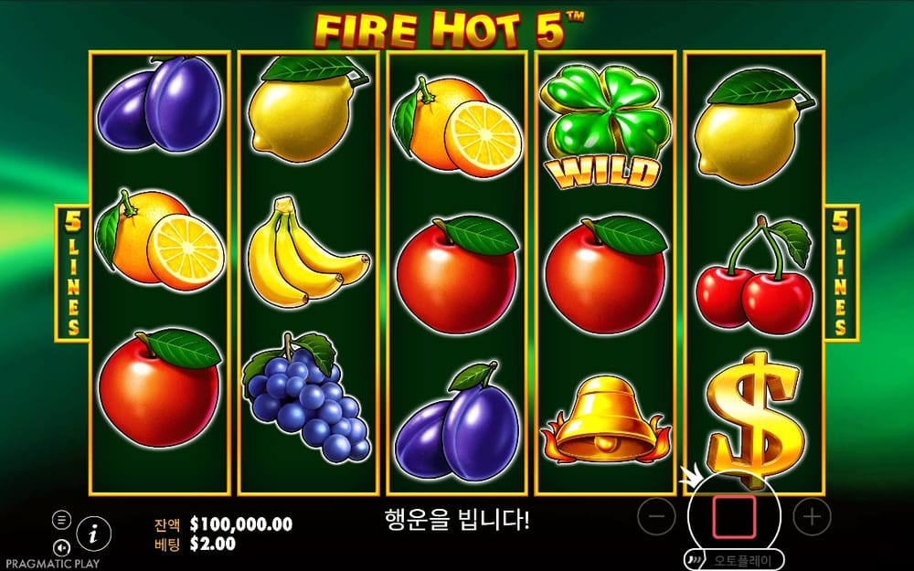 파이어 핫 5 첫 스핀의 레몬과 WILD 이동 장면
