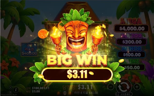 Super Tiki Strike 과일과 티키 심볼이 보이는 실제 3×3 릴