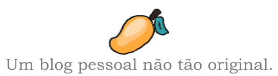 Imagem da logo do blog, um desenho digital de uma manguinha amarela, com uma folhinha verde no topo. Abaixo da logo, a frase "Um blog pessoal não tão original."