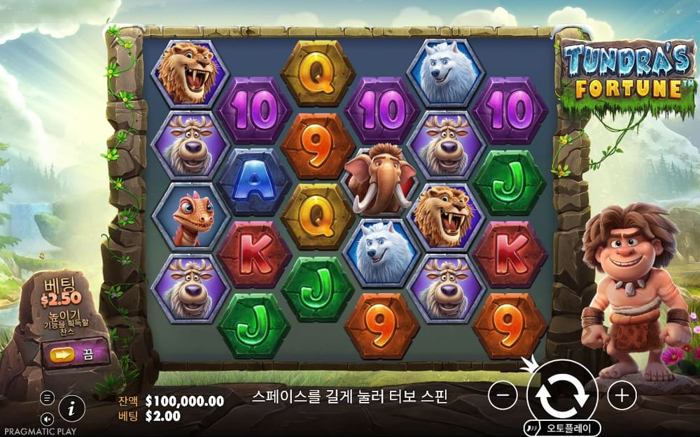 툰드라 포춘 보라 10과 주황 9, 푸른 A, 동물 얼굴이 육각 타일에 새로 섞입니다