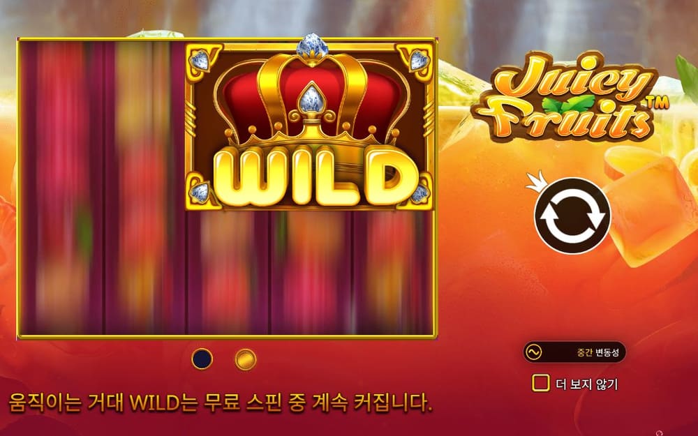 쥬시 프루츠 기본 보드와 하단 조작부 실제 화면