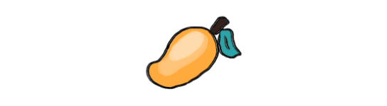 A logo do blog, um desenho digital de uma manguinha amarela, com uma folhinha verde no topo