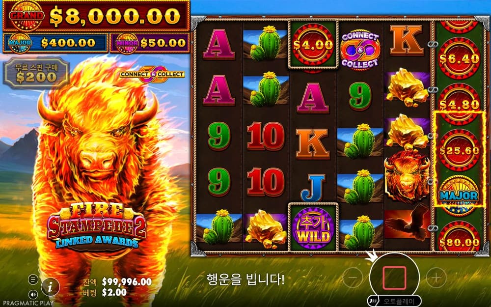 파이어 스탬피드 2 두 번째 스핀 정지 결과 실제 화면