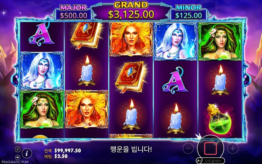 와일드 스펠스 두 번째 스핀 진행 중 실제 화면